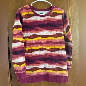 Lands End Serious Sweats Sunset Desert Southwestern Long Line Sweatshirt Small